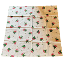 Vintage Handmade Christmas Holly and Berries Fabric 35&quot; Square Tablecloths Lot 2 - £11.85 GBP