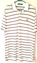 RLX Ralph Lauren golf shirt size L men white gray stripes short sleeve - £11.90 GBP