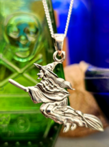 Collier de sorcière volante Pendentif en argent sterling 925 Chaîne de 45,7... - £33.13 GBP