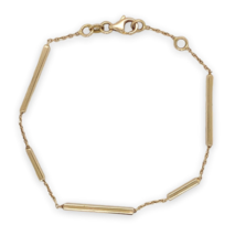 14k Yellow Gold Chain Bracelet with Bar Links 7 1/8&quot; Adjustable Jewelry ... - $7,367.56 MXN