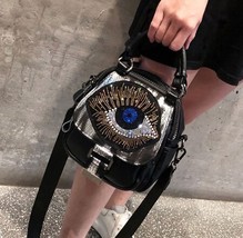 Shiny Rhinestone Big Eye Handbag Women High Quality Pu Leather s Shoulder Bag Fe - £74.92 GBP