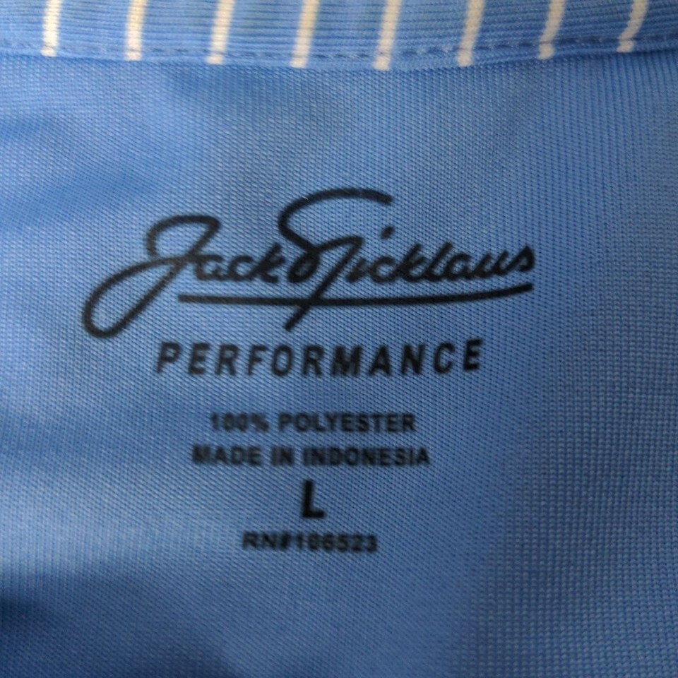 Jack Nicklaus Mens Golf Polo Size Large Blue White Striped Short Sleeve Item image 3