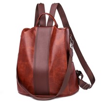 Anti-theft Vintage Casual Backpack For Women Soft PU Leather Rucksacks Female Sh - £27.34 GBP