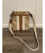 Crossbody Bag Purse Signature C Pattern 2 Tone Leather Stripes Metal Har... - £19.34 GBP