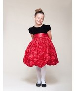 Dressy Velvet Top Swirl Floral Red Skirt Pageant Flower Girl Dress Crayo... - £43.52 GBP