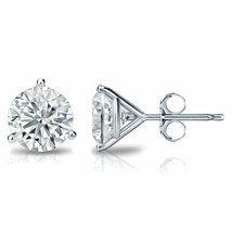 2.75CT Round Solid 18K White Gold Brilliant Cut Martini PushBack Stud Earrings - £185.17 GBP