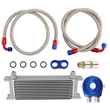 Oil Cooler + Filter Relocation Kit Fit For Universal 13 Row AN-10 Engine Sliver - £143.66 GBP