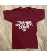 Vtg Texas A&amp;M Single Stitch Aggies Cotton Bowl Champs 1986 T-Shirt Small... - $22.12