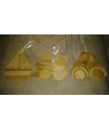 3 Crafters Square Wall Plaques Baby Decoration Sailboat Train Car Nursery - $209.91 MXN