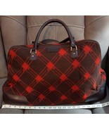 Hartmann Vintage Luxe Duffle Satchel Bag Red &amp; Brown Leather &amp; Wool + 2 ... - $197.99
