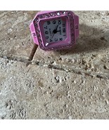 Pink Rhinestone Watch Ring Flexible - $16.82