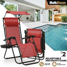 Set Of 2 Patio Zero Gravity Chair Folding Canopy Sunshade Beach Lounge R... - £133.52 GBP