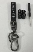 Genuine NEW Leather Lanyard &amp; Black Metal Tire Caps Set For LINCOLN Lovers. - $45.19 CAD