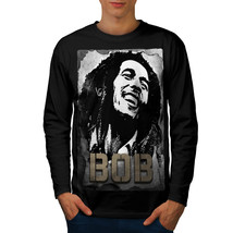 Bob Marley Smiling Tee Famous Singer Men Long Sleeve T-shirt - $14.99