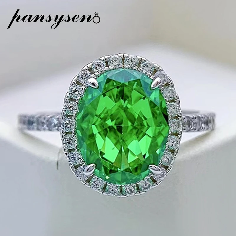 Solid 925 Sterling Silver 8x10MM Oval Cut Emerald Sapphire Created Moissanite Ri - £55.01 GBP