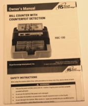 OWNER’S MANUAL - ROYAL SOVEREIGN RBC-100 BILL COUNTER WITH COUNTERFEIT D... - £2.39 GBP