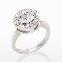 Shelley&#39;s Collectables Touchstone Crystal by Swarovski Spotlight Round Ring Rhod - £38.17 GBP