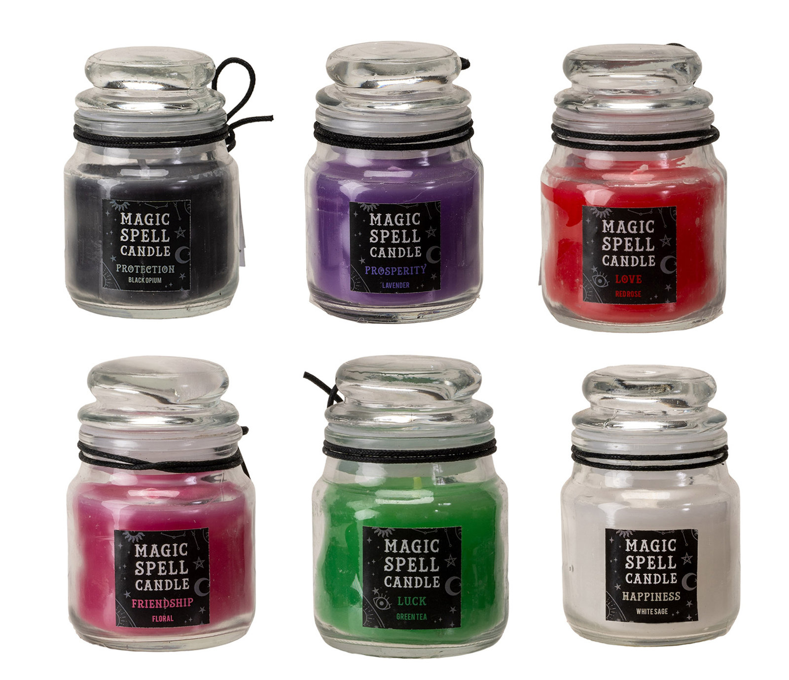 Set of 6 Wicca Halloween Ritual Magic Scented Spell Candle in Glass Jars Item image 2