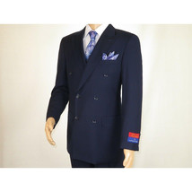 Men Apollo King Double Breasted Suit Classic Peak Lapel Pleated DM22 Navy Blue image 5