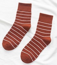 Brown White Stripe Socks Novelty Unisex 6-12 Crazy Fun SF34 - £6.29 GBP