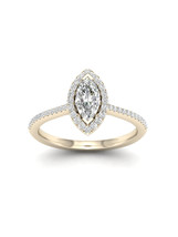 Authenticity Guarantee 
10K Yellow Gold 1/3ct TDW Marquise Diamond Halo ... - £526.85 GBP