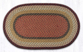 Earth Rugs C-19 Burgundy Mustard Oval Braided Rug 27&quot; x 45&quot; - £55.26 GBP