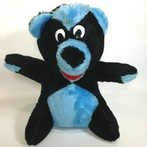 Acme Teddy Bear Plush Vintage 1986 Black Blue Stuffed Animal in Korea 10&quot;  - $59.95