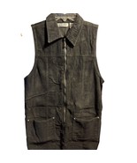 JLNY Vintage Women’s Medium Black Corduroy Vest Overall Dress 3/4 Zip Co... - $47.39 CAD