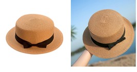 Hat Flat Unisex Adjustable Summer Straw Fedoraa Hat Sun Cap Panamaa - £17.72 GBP