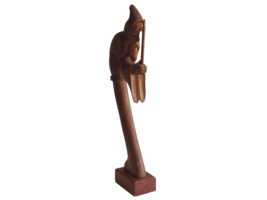 READ* 14&quot; Carved Wood Monk Priest Figure Holding Candle Mexico Juarez Op... - $212.14 MXN