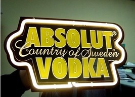 Brand New Absolut Vodka 3D Yellow Neon Sign 10&quot;x7&quot; - £53.94 GBP