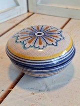 VTG Hand Painted Ceramic/Pottery Bowl/Trinket Dish w/Lid 2.5&quot;Tall X 4.5&quot;Wide  - £11.79 GBP