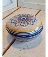 VTG Hand Painted Ceramic/Pottery Bowl/Trinket Dish w/Lid 2.5&quot;Tall X 4.5&quot;... - £11.62 GBP