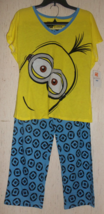Nwt Womens Despicable Me Novelty &quot;Minion Made&quot; Knit Pajama Set Size L - £26.12 GBP
