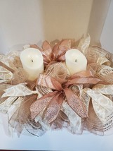 Candle holder, wreath, LED candles, modern decoration, gift, rose gold, new - £20.70 GBP