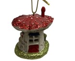 Kurt Adler Christmas Ornament  Red Mushroom House Hang Painted Resin 2 i... - £7.94 GBP