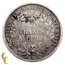 1870-A Francia 5 Franchi (Ottime Condizioni) Molto Sottile Condizioni - £103.88 GBP