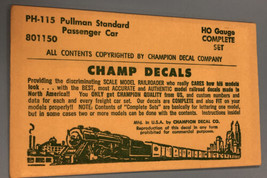 Vintage PH 115 Pullman Standard Passenger Car Model Train Decals - £9.67 GBP