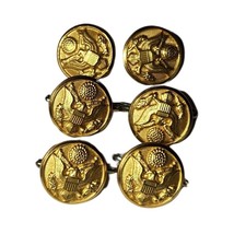 Lot of 6 U.S Army Great Seal .5in Cufflinks Small Buttons Gold Tone Vtg Military - £15.70 GBP