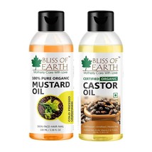 Organic Mustard Oil &amp; Castor Oil For Hair Growth Smooth Skin 100 ml Pack of 2 - £14.24 GBP