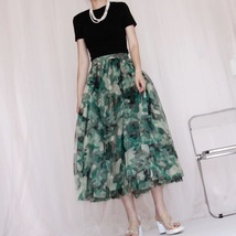 BLUE Army Pattern Puffy Tutu Holiday Outfit Women Plus Size Tulle Midi Skirt image 7