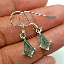 Natural moss agate dangle earrings, everyday moss agate, birthday gift for her - £51.70 GBP+