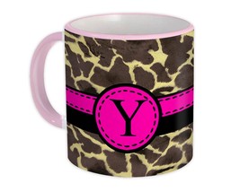 Monogram Letter Y : Gift Mug Giraffe Letter Initial ABC Animal Pink - £11.88 GBP