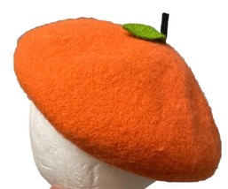 Orange Jack O Lantern Pumpkin Beret Hat Wool One Size Adult NEW - $13.71