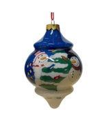Snowman and Snow Woman Globe Teardrop Reverse Painted Ornament Christmas... - $350.62 MXN