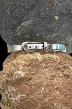 Vintage Mexico Sterling Silver Faux Turquoise Inlay Buckle Bracelet - $39.99