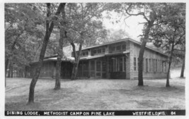 Dining Lodge Methodist Camp Pine Lake Westfield Wisconsin Real Photo pos... - $8.86
