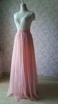 Pink Maxi Long Tulle Skirt Outfit Women Custom Plus Size Fluffy Tulle Maxi Skirt image 8