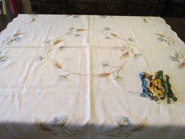 &quot;&quot;WHEAT &amp; QUEEN ANNE&#39;S LACE DESIGN - IVORY TABLE CLOTH TO EMBROIDER&quot;&quot; - £15.06 GBP