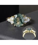 Natural Moss Agate Ring Women Beautiful Ring 925 Sterling Silver Handmad... - £51.14 GBP